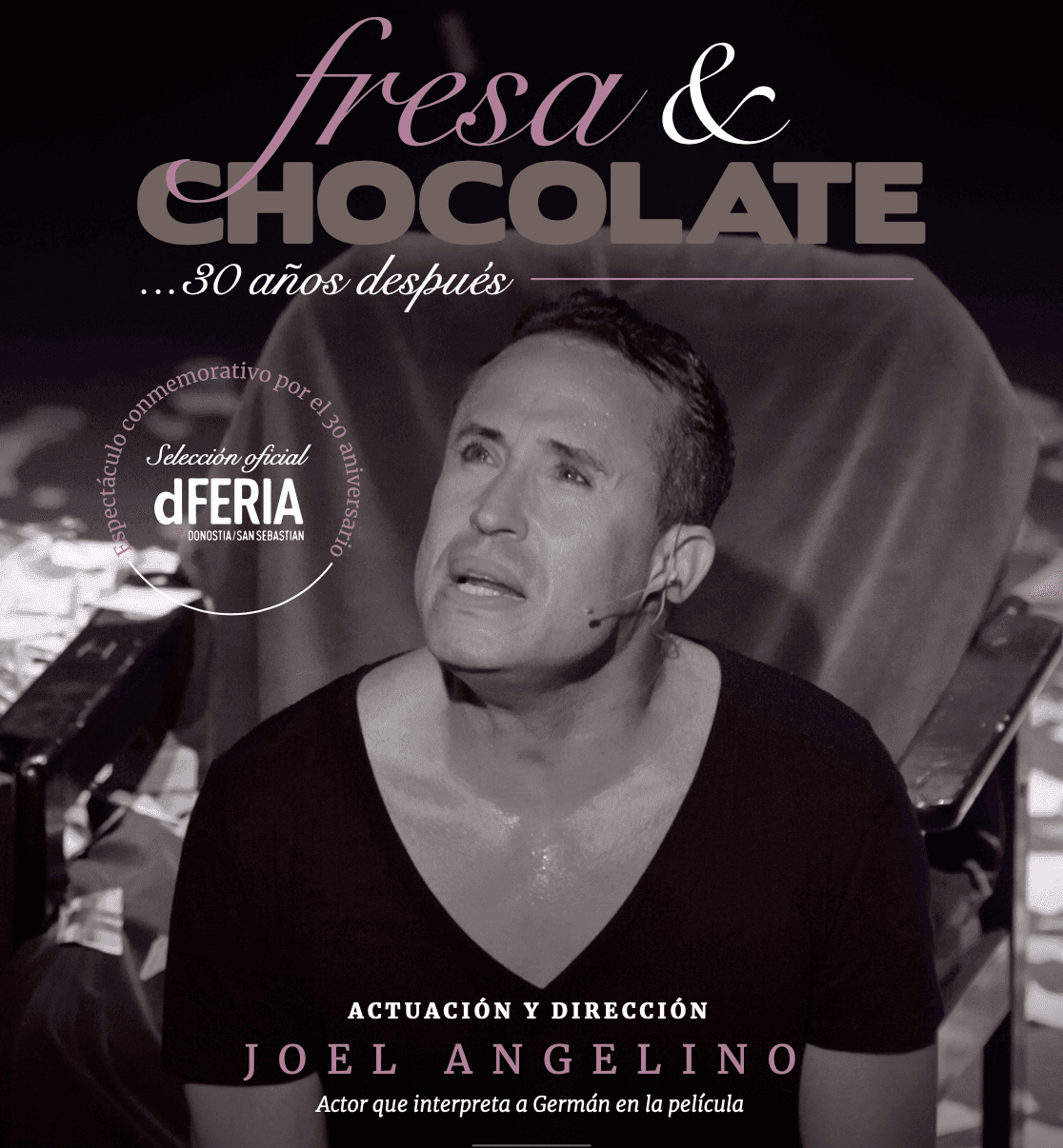 Fresa Y Chocolate, 30 aniversario con Joel Angelino. En la Heladería Coppelia de la Habana, comienza la relación de amistad entre un joven militante comunista y un homosexual culto y fabulador. Una crítica social a partir de los valores de la tolerancia y la diversidad sexual. Este texto estrenado hace 30 años, originó el guion de la película, y su intepretación está a cargo de Joel Angelino, que encarnó el personaje del escultor en el filme. Una conmemoración al 30 Aniversario de la premiada película cubana.